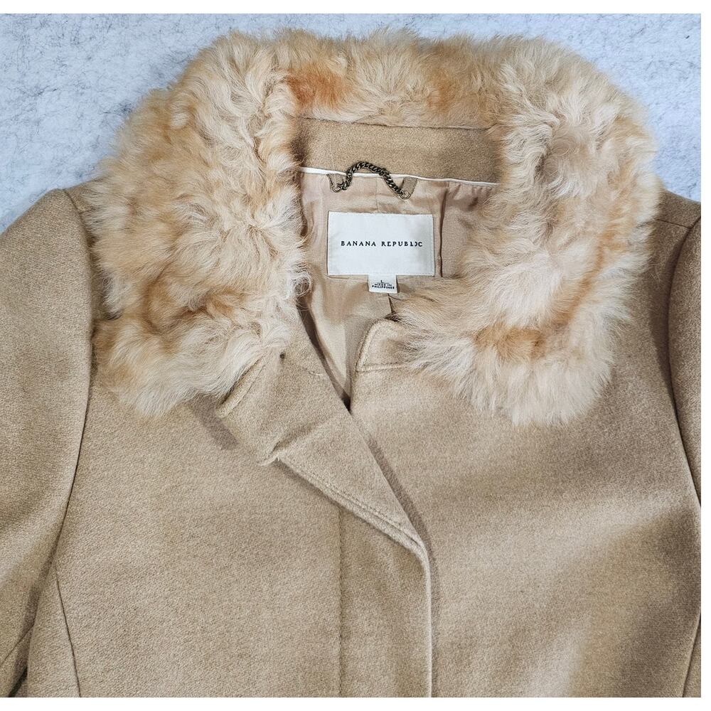Banana Republic Dyed Italian Shearling Wool Jacket Coat, Front Pockets, Sz L - Picture 5 of 13